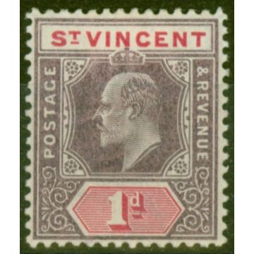St Vincent 1904 1d Dull Purple & Carmine SG86 Ordin Paper Fine Mtd Mint. 