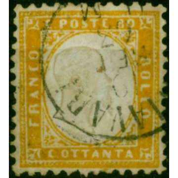 Italy 1862 80c Orange-Yellow SG4a V.F.U CV £2250 