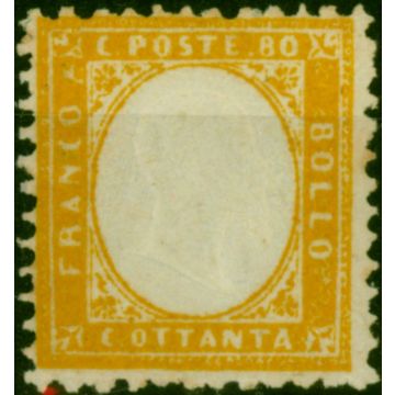 Italy 1862 80c Yellow SG4 Fine MNH 