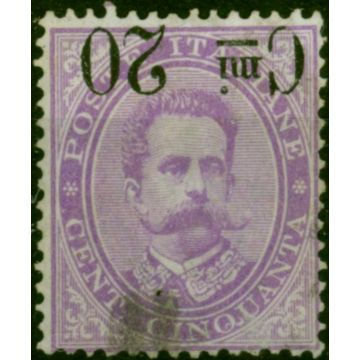 Italy 1890 20c on 50c Mauve SG46Var 'Surcharge Inverted' Fine Used 