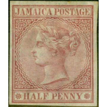 Jamaica 1872 1/2d Claret SG7Var Imperf Single Fine & Fresh Mtd Mint Scarce