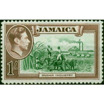 Jamaica 1938 1s Green & Purple-Brown SG130a 'Broken Chimney' Fine & Fresh LMM 