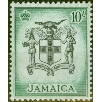 Jamaica 1956 10s Black & Blue-Green SG173 V.F MNH 