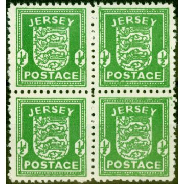 Jersey 1942 1/2d Bright Green SG1 Fine MNH Block of 4