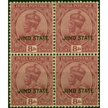 Jind 1930 8a Reddish Purple SG96 Fine MNH Block of 4