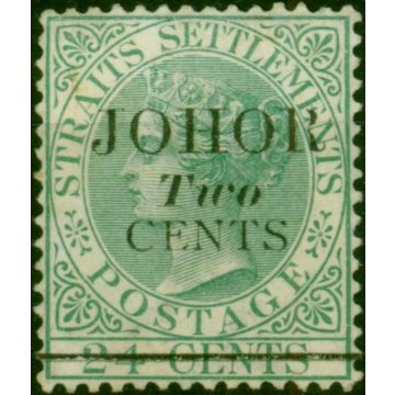 Johore 1891 2c on 24c Green SG17 Fine MM 