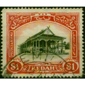Kedah 1912 $1 Black & Red-Yellow SG11 Fine Used 
