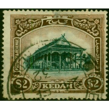 Kedah 1924 $2 Myrtle & Brown SG38w Good Used 