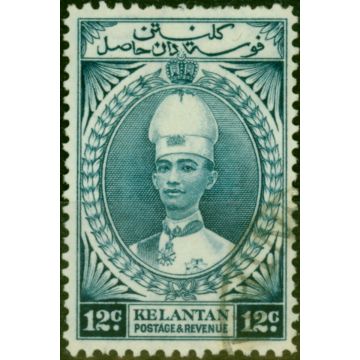 Kelantan 1937 12c Blue SG47 Fine Used