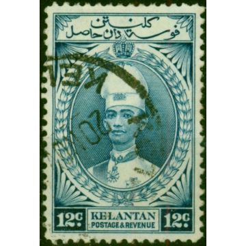 Kelantan 1937 12c Blue SG47 Fine Used (2)