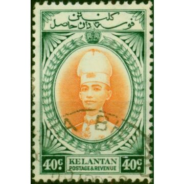 Kelantan 1937 40c Orange & Blue-Green SG50 Fine Used 