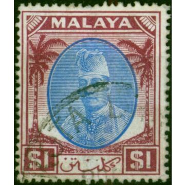 Kelantan 1951 $1 Blue & Purple SG79 Fine Used 