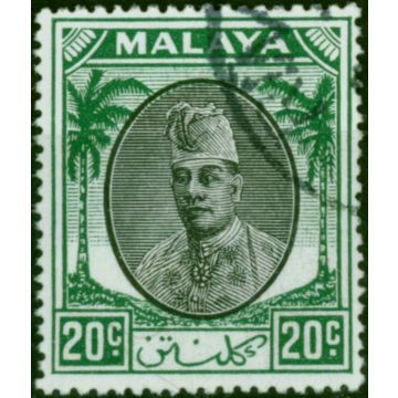 Kelantan 1951 20c Black & Green SG72 Fine Used