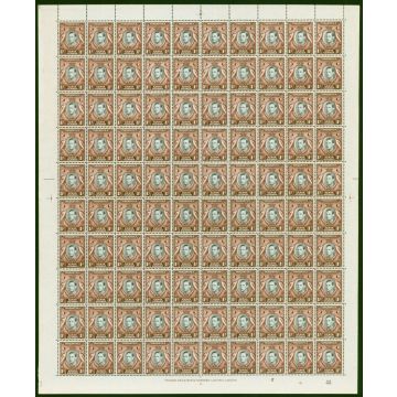 KUT 1942 1c Complete Sheet of 100 Pl. 2 4a 'Retouched & Break in Breast' SG131ad & SG131ae V.F MNH