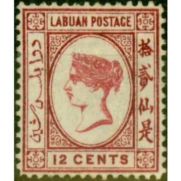 Labuan 1880 12c Carmine SG9aVar No Right Foot to 2nd Character Wmk Reversed Fine Mtd Mint Scarce 