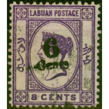 Labuan 1891 6c on 8c Deep Violet SG34 Fine Used