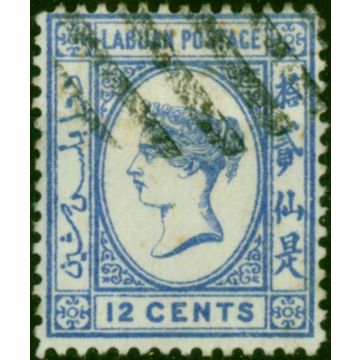 Labuan 1892 12c Bright Blue SG45a 'No Right Foot to 2nd Character' Fine Used 