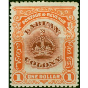 Labuan 1902 $1 Claret & Orange SG128 Fine MM 