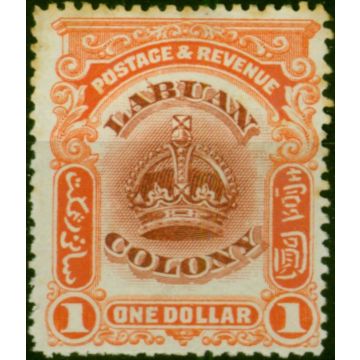 Labuan 1902 $1 Claret & Orange SG128b 'Line Through B' Good MM
