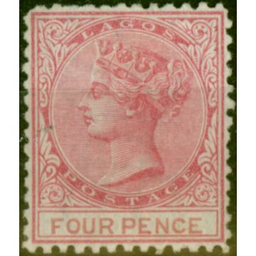 Lagos 1874 4d Carmine SG5 Fine Mtd Mint