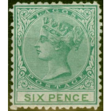 Lagos 1874 6d Blue-Green SG6 Good Mtd Mint