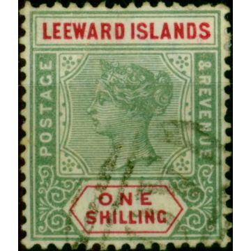 Leeward Islands 1890 1s Green & Carmine SG7 Fine Used