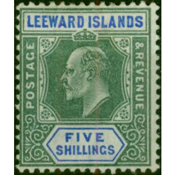 Leeward Islands 1902 5s Green & Blue SG28 Fine & Fresh LMM 