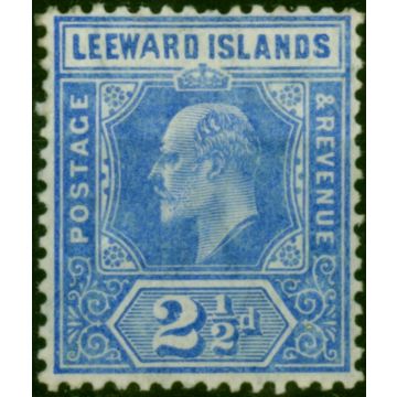 Leeward Islands 1907 2 1/2d Bright Blue SG40a 'Wide A in Leeward' Fine MM Scarce 