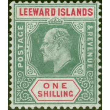 Leeward Islands 1908 1s Green & Carmine SG35 Fine & Fresh MM