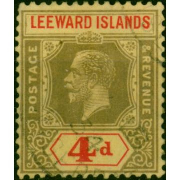 Leeward Islands 1922 4d Black & Red-Pale Yellow SG52 Fine Used