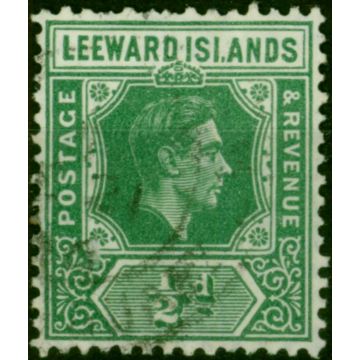 Leeward Islands 1938 1/2d Emerald SG96a 'ISI.ANDS Flaw' Fine Used 