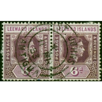Leeward Is 1938 6d Dp Dull Purple & Bright Purple SG109 Fine Used Pair 'Antigua 11 MR 55 CDS' 