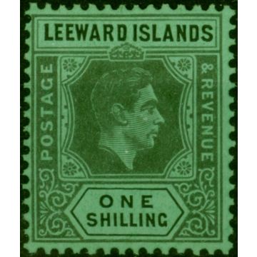 Leeward Islands 1942 1s Black-Emerald SG110b V.F MNH 