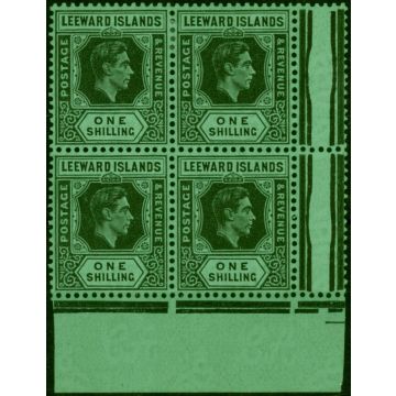 Leeward Islands 1942 1s Black & Emerald SG110b Ordin Paper Fine LMM Block of 4 
