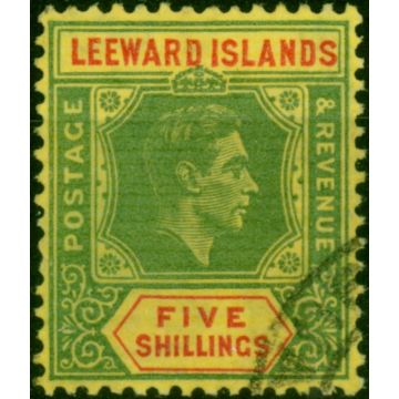 Leeward Islands 1943 5s Green & Red-Yellow SG112a Fine Used 