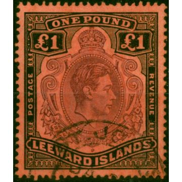 Leeward Islands 1945 £1 Brown-Purple & Black-Salmon SG114b Fine Used 