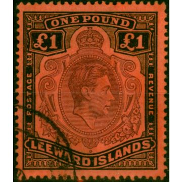 Leeward Islands 1945 £1 Brown-Purple & Black-Salmon SG114b Fine Used (2) 
