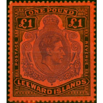 Leeward Islands 1952 £1 Violet & Black-Scarlet SG114c P.13 Fine MM 