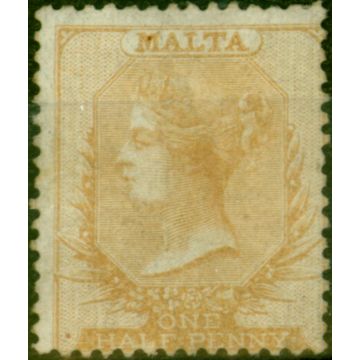 Malta 1863 1/2d Buff SG3 Good Mtd Mint Regummed CV £850 