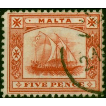 Malta 1899 5d Vermilion SG33 Fine Used