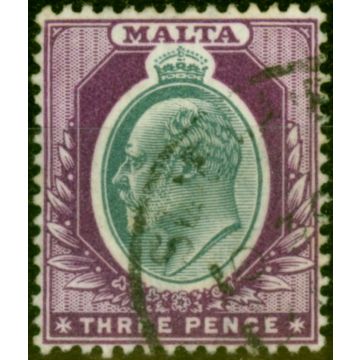 Malta 1903 3d Grey & Purple SG42Var 'Broken Crown' Fine Used 