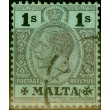 Malta 1914 1s Black-Blue Green White Back SG81 Fine Used 