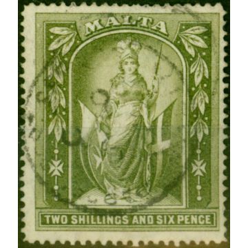 Malta 1919 2s6d Olive-Green SG87 V.F.U