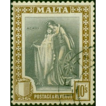 Malta 1922 10s Slate-Grey & Brown SG138 V.F.U