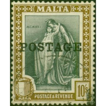 Malta 1926 10s Slate-Grey & Brown SG156 Fine Used 