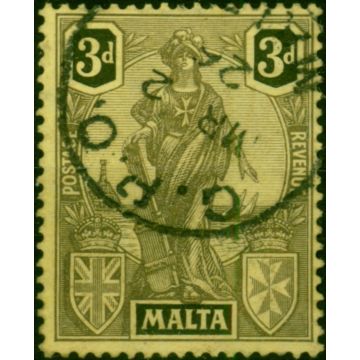 Malta 1926 3d Black-Yellow SG131 Fine Used