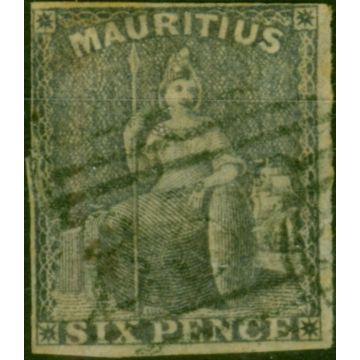 Mauritius 1861 6d Dull Purple-Slate SG33 Good Used 
