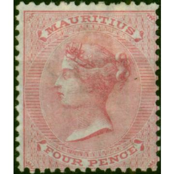 Mauritius 1863 4d Rose SG62 Good MM (2)