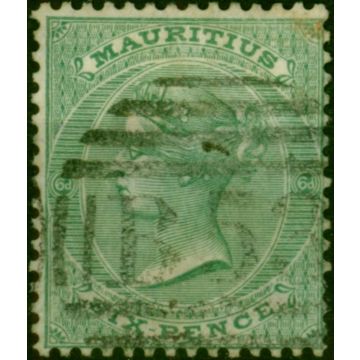 Mauritius 1863 6d Yellow-Green SG64 Fine Used (2)
