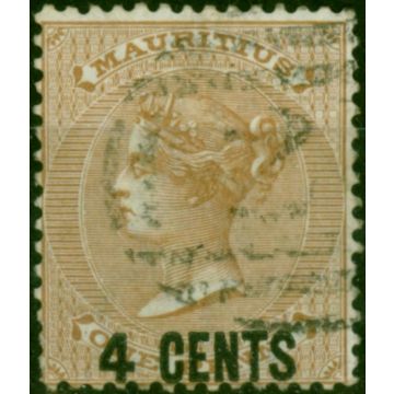 Mauritius 1878 4c on 1d Bistre SG84 Fine Used